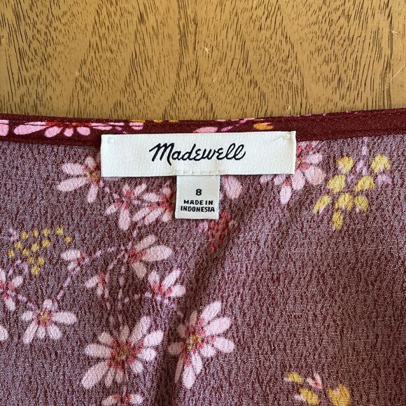 Madewell Crimson Tie-Sleeve Wrap Top in Butterfly Sanctuary Size 8 - Picture 10 of 15